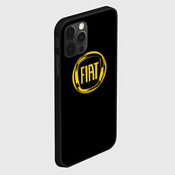 Чехол для iPhone 12 Pro FIAT logo yelow, цвет: 3D-черный — фото 2