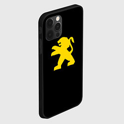 Чехол для iPhone 12 Pro Peugeot logo yellow, цвет: 3D-черный — фото 2