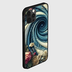 Чехол для iPhone 12 Pro Джинсовая воронка нитки и цветы - нейросеть, цвет: 3D-черный — фото 2