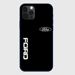 Чехол для iPhone 12 Pro Ford logo white steel, цвет: 3D-черный