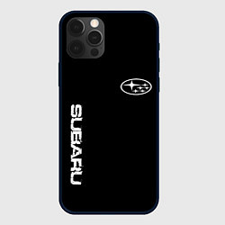 Чехол для iPhone 12 Pro Subaru logo white, цвет: 3D-черный