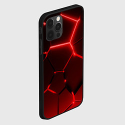 Чехол для iPhone 12 Pro Темные красные неоновые плиты в разломе, цвет: 3D-черный — фото 2