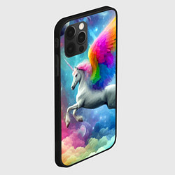 Чехол для iPhone 12 Pro Космический крылатый единорог - нейросеть, цвет: 3D-черный — фото 2