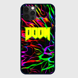 Чехол для iPhone 12 Pro Doom optical colors, цвет: 3D-черный