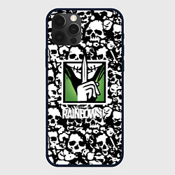 Чехол для iPhone 12 Pro Rainbow six pattern skull, цвет: 3D-черный