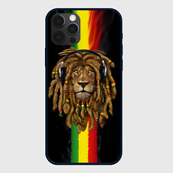 Чехол для iPhone 12 Pro Лев с дредами в наушниках, цвет: 3D-черный