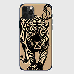 Чехол для iPhone 12 Pro Татуировка с тигром, цвет: 3D-черный