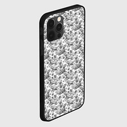 Чехол для iPhone 12 Pro Черно белый узор с ящерицами - паттерн, цвет: 3D-черный — фото 2