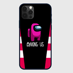 Чехол для iPhone 12 Pro Among us geometry pink, цвет: 3D-черный