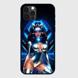 Чехол для iPhone 12 Pro Космическая девушка в блестящем костюме с ушками, цвет: 3D-черный