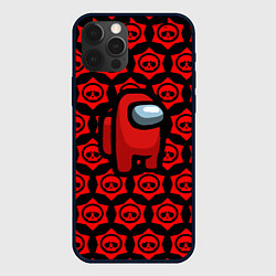 Чехол для iPhone 12 Pro Among us pattern brawl stars, цвет: 3D-черный
