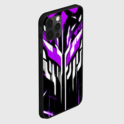 Чехол для iPhone 12 Pro Purple and white abstraction on a black background, цвет: 3D-черный — фото 2