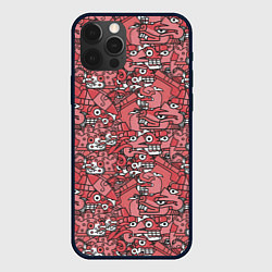 Чехол для iPhone 12 Pro Ацтеки и звери, цвет: 3D-черный