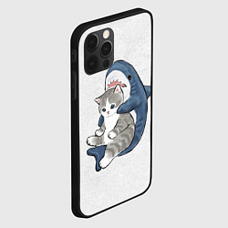 Чехол для iPhone 12 Pro Котик и акула зверушки мем, цвет: 3D-черный — фото 2