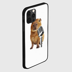 Чехол для iPhone 12 Pro Капибара с микрофоном мем, цвет: 3D-черный — фото 2