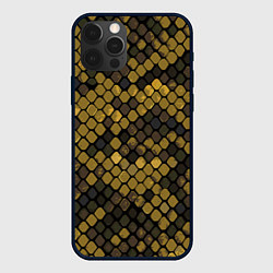 Чехол для iPhone 12 Pro Змеиный камуфляж - текстура чешуи, цвет: 3D-черный