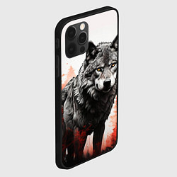 Чехол для iPhone 12 Pro Одинокий волк среди леса, цвет: 3D-черный — фото 2