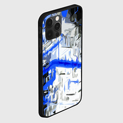 Чехол для iPhone 12 Pro Сине-белая абстракция на чёрном фоне, цвет: 3D-черный — фото 2