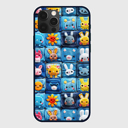 Чехол для iPhone 12 Pro Пэчворк с кроликами, цвет: 3D-черный