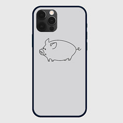 Чехол для iPhone 12 Pro Бодрый пиг, цвет: 3D-черный
