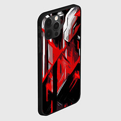 Чехол для iPhone 12 Pro Red and white abstraction on a black background, цвет: 3D-черный — фото 2