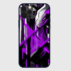 Чехол для iPhone 12 Pro White and purple abstraction on a black background, цвет: 3D-черный