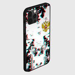 Чехол для iPhone 12 Pro Герб РФ глитч краски, цвет: 3D-черный — фото 2