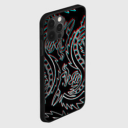 Чехол для iPhone 12 Pro Драконы глитч киберпанк, цвет: 3D-черный — фото 2