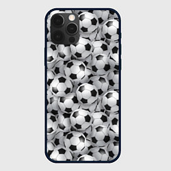 Чехол для iPhone 12 Pro Футбольные мячи паттерн, цвет: 3D-черный