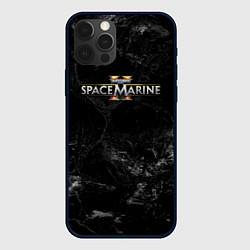 Чехол для iPhone 12 Pro Warhammer 40000 space marine 2 black logo, цвет: 3D-черный