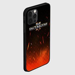 Чехол для iPhone 12 Pro Warhammer 40000 space marine 2 logo fire, цвет: 3D-черный — фото 2