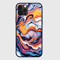 Чехол для iPhone 12 Pro Жидкие разноцветные краски, цвет: 3D-черный