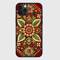 Чехол для iPhone 12 Pro Стиль советского ковра узоры и орнамент, цвет: 3D-черный