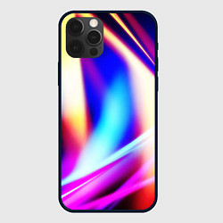 Чехол для iPhone 12 Pro Неоновые лучи абстракция, цвет: 3D-черный