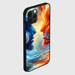 Чехол для iPhone 12 Pro Профили парня и девушки - две стихии, цвет: 3D-черный — фото 2