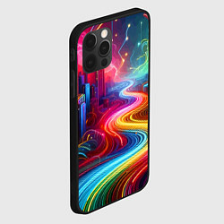 Чехол для iPhone 12 Pro Неоновый город - нейроарт, цвет: 3D-черный — фото 2