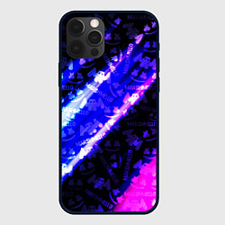 Чехол для iPhone 12 Pro Marshmello neon steel, цвет: 3D-черный