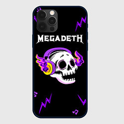 Чехол для iPhone 12 Pro Megadeth неоновый череп, цвет: 3D-черный