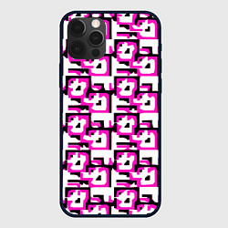 Чехол для iPhone 12 Pro Чёрно-розовые фигуры на белом фоне, цвет: 3D-черный