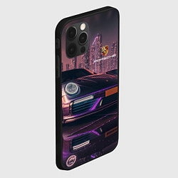 Чехол для iPhone 12 Pro Porshe neon city, цвет: 3D-черный — фото 2