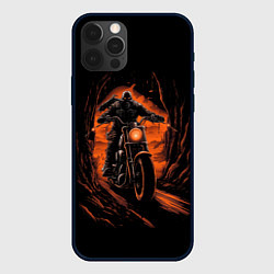 Чехол для iPhone 12 Pro Мотоциклист с черепом, цвет: 3D-черный