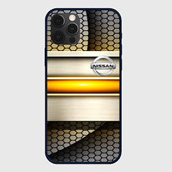 Чехол для iPhone 12 Pro Nissan sport avto metal, цвет: 3D-черный