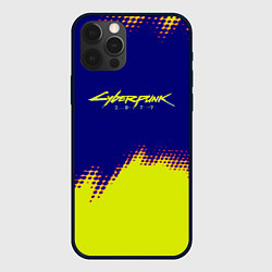 Чехол для iPhone 12 Pro Cyberpunk 2077 краски жёлтые, цвет: 3D-черный