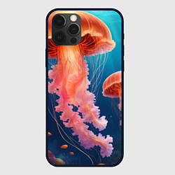 Чехол для iPhone 12 Pro Подводный мир медузы, цвет: 3D-черный