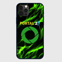 Чехол для iPhone 12 Pro Portal green flame, цвет: 3D-черный