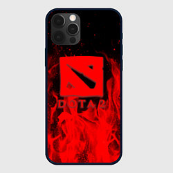 Чехол для iPhone 12 Pro DOTA 2 лого в огне, цвет: 3D-черный