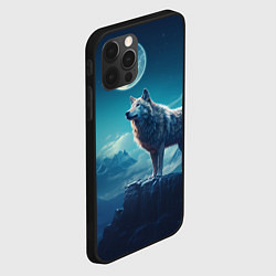 Чехол для iPhone 12 Pro Волк на фоне луны, цвет: 3D-черный — фото 2