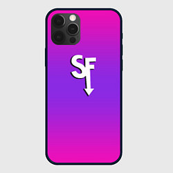 Чехол для iPhone 12 Pro Sally Face neon gradient, цвет: 3D-черный