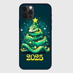 Чехол для iPhone 12 Pro Змея ёлка 2025, цвет: 3D-черный