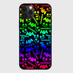 Чехол для iPhone 12 Pro Marshmello neon steel pattern, цвет: 3D-черный